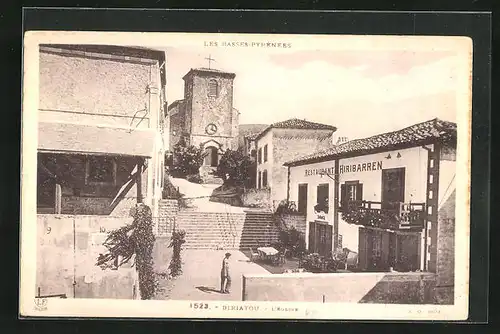 AK Biriatou, L`Eglise et Restaurant Hiribarren
