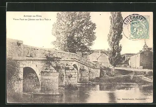 AK Autigny-la-Tour, Vieux Pont en pierres sur le Vair