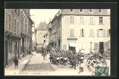 AK Belfort, Grand`Rue, Strassenpartie