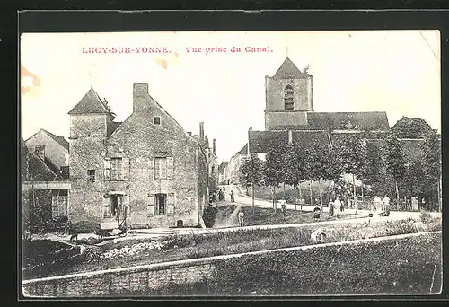 AK Lucy-sur-Yonne, Vue prise du Canal