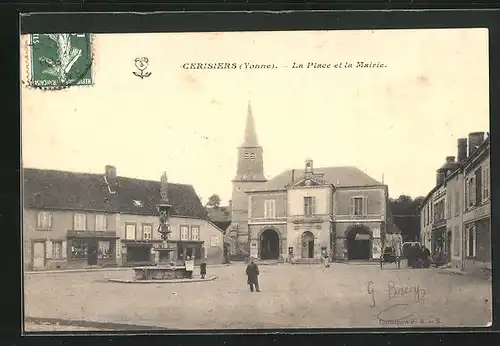 AK Cerisiers, La Place et la Mairie