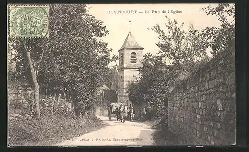 AK Blaincourt, La Rue de l`Eglise
