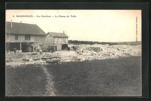 AK Massangis, Les Carrieres, Le Champ de Taille, Partie am Steinbruch