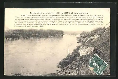 AK Sens, Inondation de Janvier 1910, Uferpartie zum Hochwasser