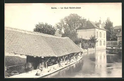 AK Sens, Le Gue Saint-Jean, Waschfrauen in der Stadt