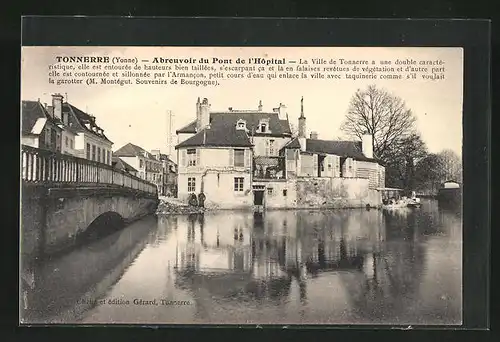 AK Tonnerre, Abreuvoir du Pont de l`Hopital, Partie neben der Brücke