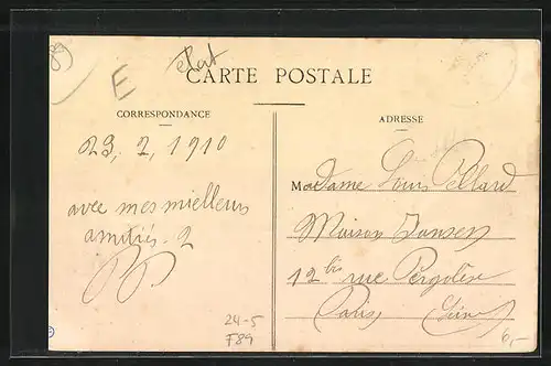 AK Villeneuve-sur-Yonne, Le Quai Bretoche, Vue prise le 23 janvier 1910, Hochwasser