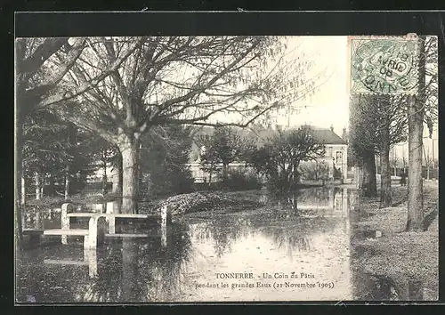 AK Tonnere, Un Coin du Patis pendant les grandes Eaux, 21 Novembre 1905, Ortsansicht im Hochwasser