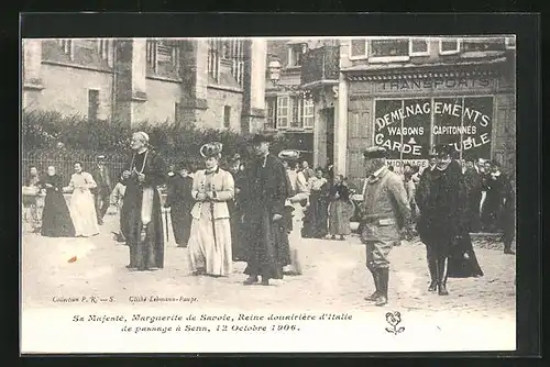 AK Sa Majeste, Marguerite de Savoie, Reine Dunairiere d`Italie, le 12 Octobre 1906, Königin von Italien