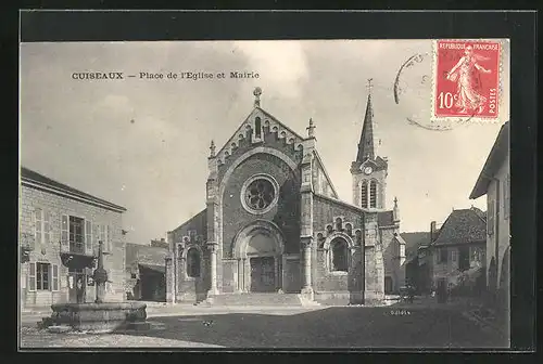 AK Cuiseaux, Place de l`Eglise et Mairie