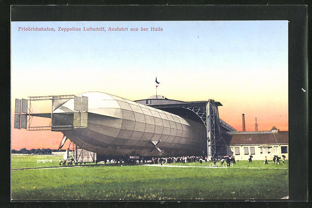 AK Friedrichshafen, Zeppelins Luftschiff, Ausfahrt aus der