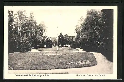 AK Boltenhagen i.M., das Kurhotel Roloff mit Garten