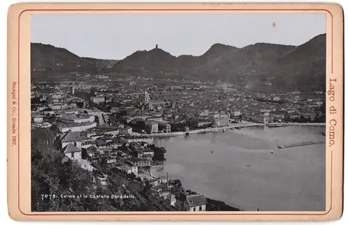 Fotografie Stengel & Co., Dresden, Ansicht Como / Lago di Como, et le Castello Baradell