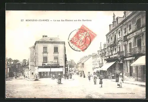 AK Montceau-les-Mines, La rue des Oiseaux vue des Barrières