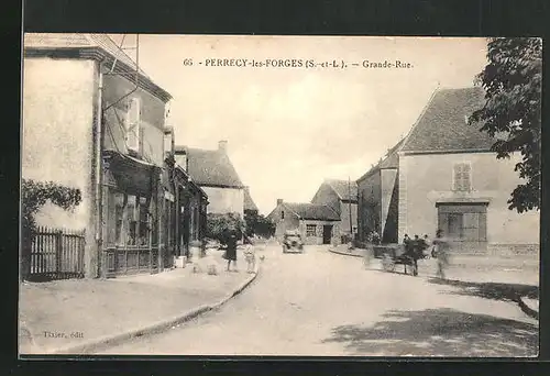 AK Perrecy-les-Fourges, Grande-Rue, Strassenpartie