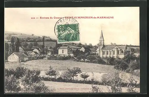 AK Saint-Symphorien-de-Marmagne, Blick auf die Kirche im Ort