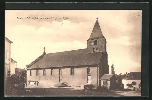 AK St-Julien-de-Civry, Partie an der Kirche