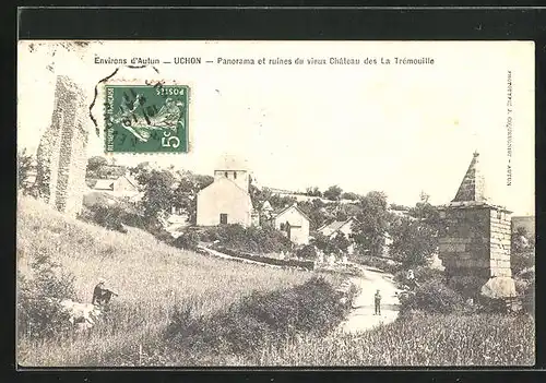 AK Uchon, Panorama et ruines du vieux Chateau des La Tremouille