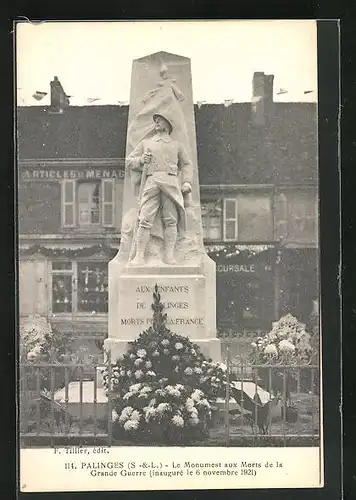 AK Palinges, Le Monument aux Morts de la Grande Guerre