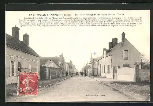 AK La Chapelle-Champigny, Entrèe du Village en venant de Pont-sur-Yonne