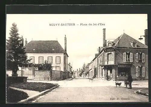 AK Neuvy-Sautour, Place du Jet d`Eau