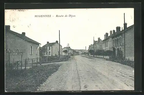 AK Migennes, Route de Dijon, Strassenpartie