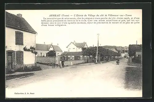 AK Armeau, L`Entrèe du Village du cotè de Villeneuve-sur-Yonne