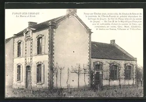AK Paroy-sur-Tholon, La Mairie et Ecole