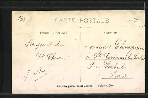 AK St-Cheron, Chateau de Baville, Ansicht von den Wiesen aus