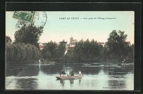 AK Vert-le-Petit, Vue prise de l`Etang Communal