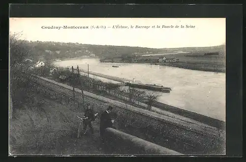 AK Coudray-Montceaux, L`Ecluse, le Barrage et la Boucle de la Seine