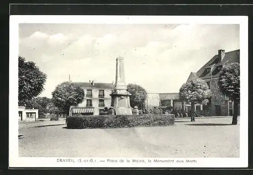 AK Draveil, Place de la Mairie, le Monument aux Morts