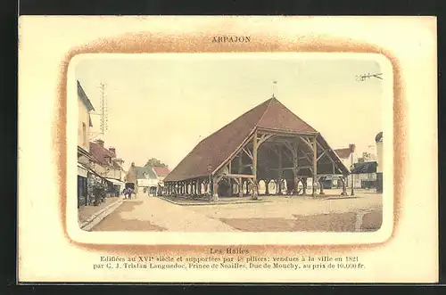 AK Arpajon, Les Halles, Platzpartie in der Ortschaft