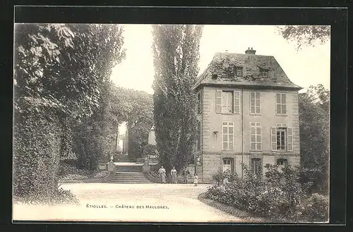 AK Etiolles, Chateau des Hauldres, Familie vor dem Wohnhaus