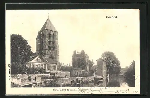 AK Corbeil, Eglise Saint-Spire et l`Essonne