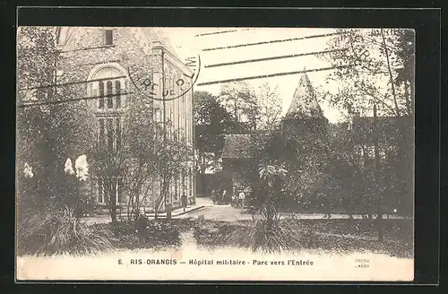 AK Ris-Orangis, Hopital Militaire, parc vers l`Entree