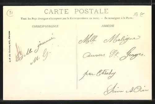 AK Lardy, Vieux moulin des Scelles, Partie am Ufer neben der Mühle