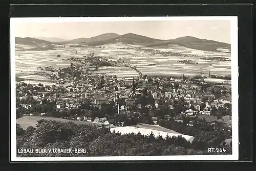 AK Löbau, Gesamtansicht vom Löbauer-Berg gesehen