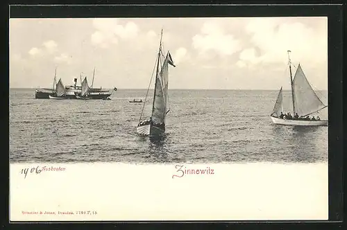 AK Zinnowitz, Dampfer mit Segelbooten
