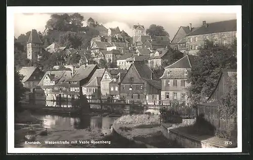 AK Kronach, Wasserstrasse mit Veste Rosenberg