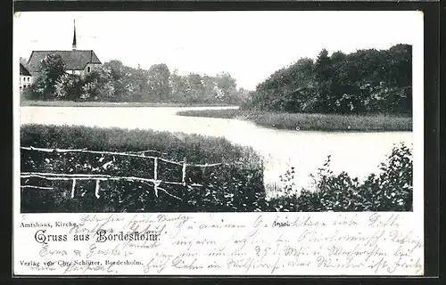 AK Bordesholm, Blick zur Kirche an der Insel