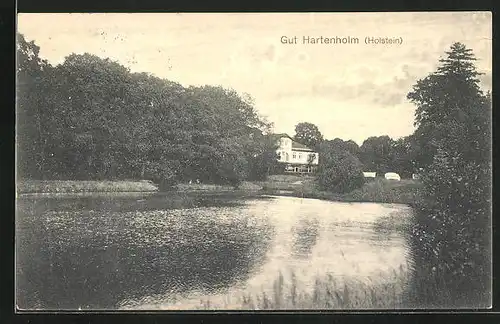 AK Hartenholm, Blick vom Wasser zum Gutshof