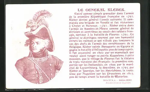 AK Französische Revolution, Portrait General Kleber