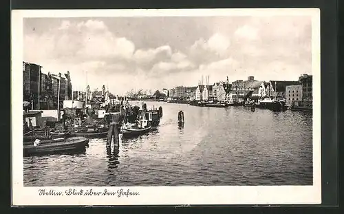 AK Stettin, Blick über den Hafen