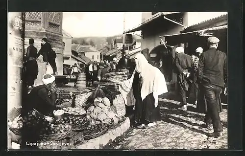 AK Sarajewo, Szene auf dem Wochenmarkt