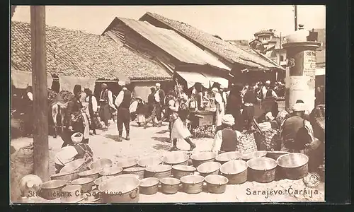 AK Sarajewo, Händler auf dem Wochenmarkt