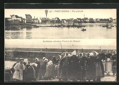 AK Port-Maria, Vue gènèrale, Sardinières attendant Parrivèe des Bateaux