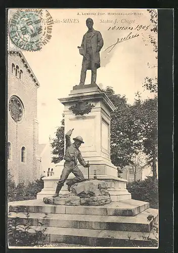 AK Montceau-les-Mines, Statue de Jules Chagot