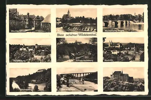 AK Rochlitz, Wechselburg Schloss, Colditz Schloss, Totalansicht Rochlitz, die Waldenburg