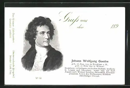 AK Porträt von Johann Wolfgang Goethe